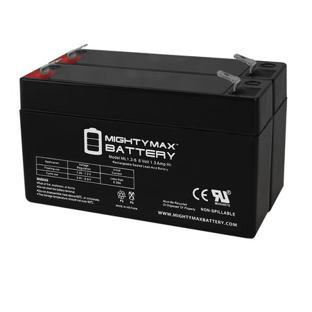 MIGHTY MAX BATTERY 6V 1.3Ah SLA Replacement Battery Compatible with Saite BT-6M1.3AC - 2PK MAX3985660